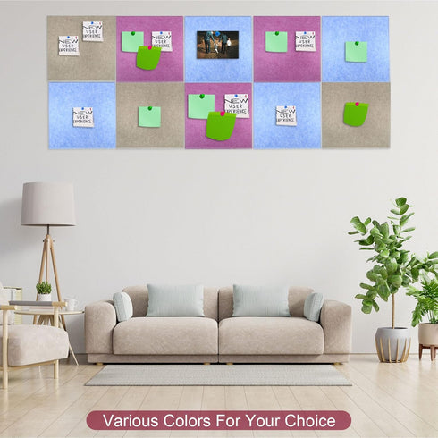 PATIKIL Felt Board Tiles, 4 Pack Self-Adhesive Square Wall Cork Pin Bulletin Board with Push Pins for Home Office Decor