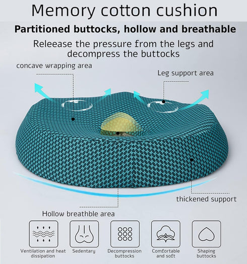 GEDRACKPMYN Tailbone Donut Pillow for Pain, Memory Foam Coccyx Cushion for Long Sitting Hours on Chair, Bed Sore