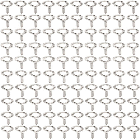 Axe Sickle Silver 1 Inch Screw Eyes, Metal Eye Hooks, Small Eyelet Screws, 100 Pcs