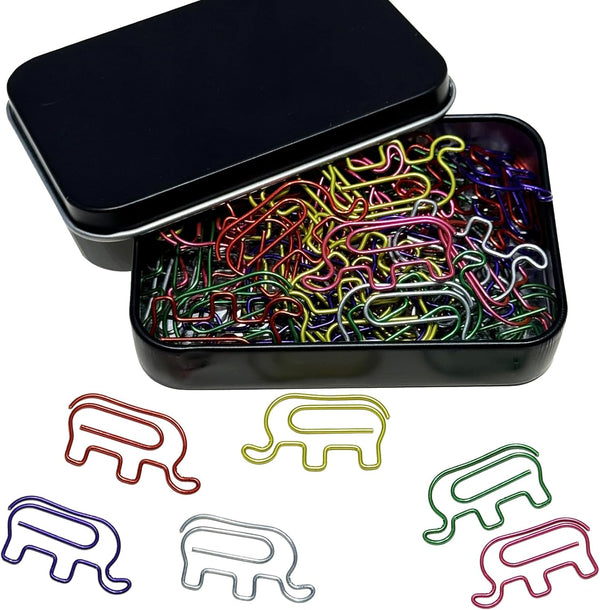 Cute Paper Clips, 65 Pcs Elephant Shaped Bookmarks in Assorted Colors, Funny Office Supplies for Gifts