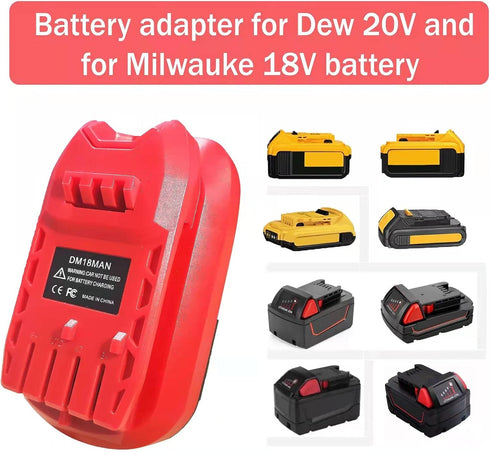 Battery Adapter for Craftsman 20V Cordless Tools, DM18MAN for DeWalt 20V and Milwaukee 18V Li-ion Battery