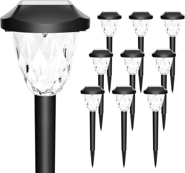 GIGALUMI 10 Pack Solar Lights Outdoor, Solar Pathway Lights with Great Pattern,