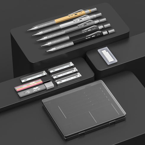 Mr. Pen Metal Mechanical Pencil Set with Leads and Eraser Refills, 5 Sizes - 0.3, 0.5, 0.7, 0.9, 2 Millimeters for