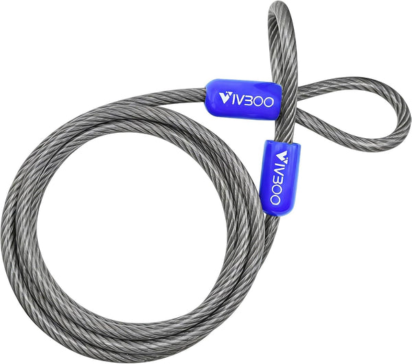 1/4in Security Cable with Loops 4FT/6FT/8FT/10FT Cut-Resistant and Waterproof Security Cable Suitable