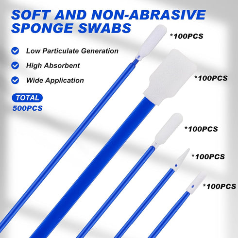 Dansib 500 Pack 5 Foam Tip Cleaning Swab Kit Cleanroom Sponge Stick Types Multi Purpose Swabs Lint Free Foam Tip Swab