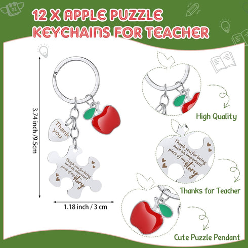 Teacher Appreciation Gifts Apple Ballpoint Pens Puzzle Apple Keychain with Card and Gift Bags for Teacher Gifts