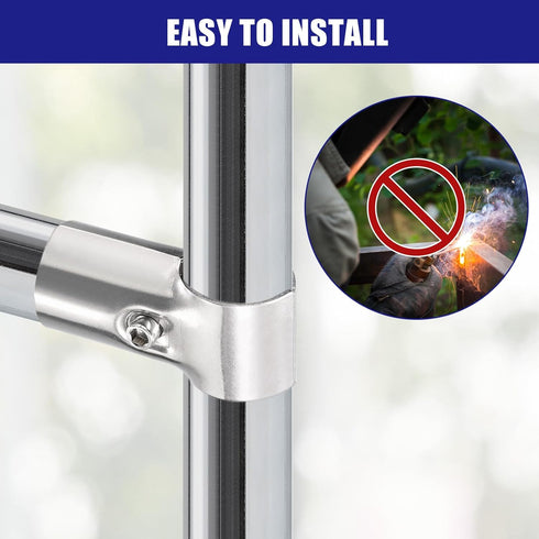 4Pcs 180 2 1"/1.1" uxcell Degree Structural Pipe Connectors Way End Rails Clamp with Wrench Stainless Steel Corner Pipe