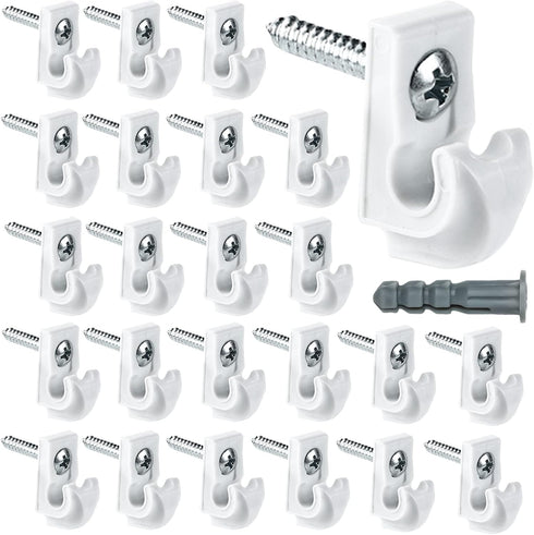 24 Pack White Down Wall Clip Closet Shelves Clips, Heavy Duty Wire Shelf Brackets with Screws