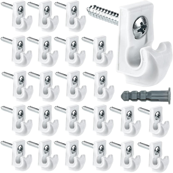24 Pack White Down Wall Clip Closet Shelves Clips, Heavy Duty Wire Shelf Brackets with Screws