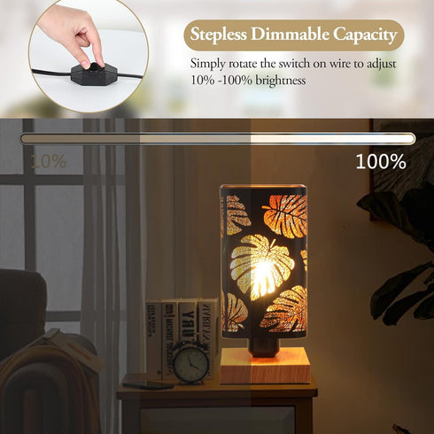 Dimmer, Dimmable Rustic Table Lamp with Small Black Industry Metal bedside Lamp, fully Rotary Switch, Night Light
