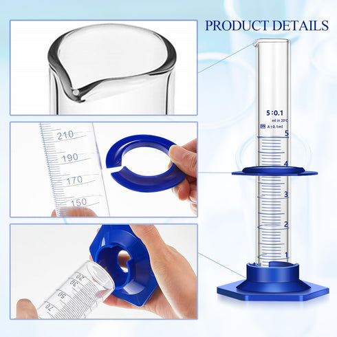Thick Glass Graduated Cylinder Measuring Liquid Lab Cylinders with Anti-falling Plastic Base