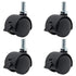 4 PCS 1 Inch Threaded Stem Caster Wheels, Nylon Locking Swivel Casters with Brake for Furniture