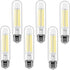 E26 LED Bulb 6W Dimmable, 6 Pack, Daylight 5500K Edison Bulb, 700lm Equal 60 Watt, T10 Tubular for Rustic Lighting