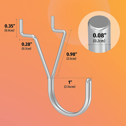 HUHOLE 80 Pack Pegboard Hooks, J-Hook, 1 Inch Silver Hooks, Ideal Display Pegs for Hanging Jewelry, Tools, Retail Items