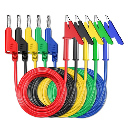 Generic P1037 5PCS 4mm Stackable Banana Plug to Alligator Clip Crocodile Clamp Multimeter