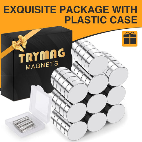 TRYMAG 200Pcs Refrigerator Magnets, Small Round Neodymium Disc Magnets for Crafts, Whiteboard, Office, and Hobbies