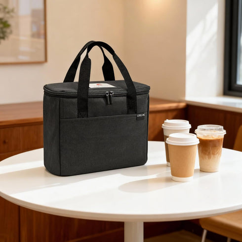 3 Reusable Cups Drink Carrier for Delivery with Adjustable Dividers, Insulated Drink Caddy, Beverages Carrier Tote Bag