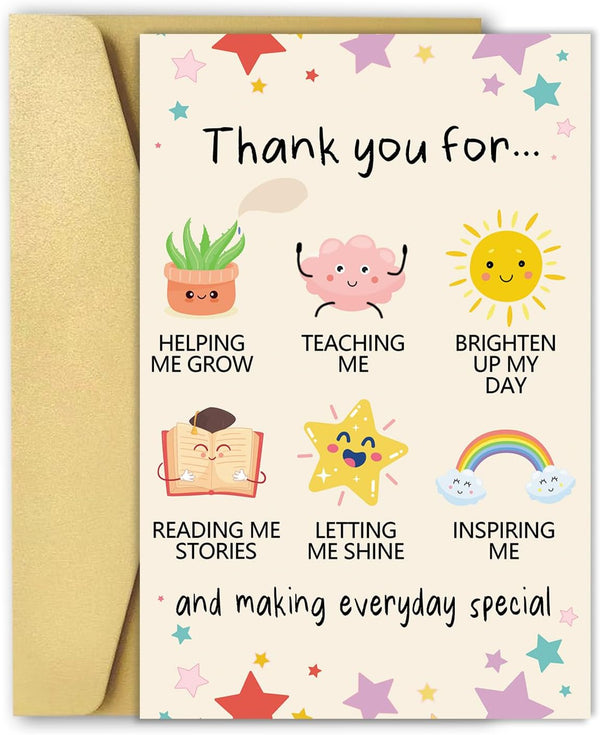OJsensai Cute Teacher Thank You Card, Best Appreciation Gifts for Daycare Preschool