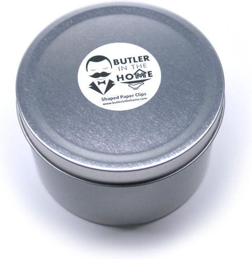 Butler in the Home 100 Count Wine Glass Shaped Paper Clips, Great for Collectors or Office Gift - Comes in Round Tin