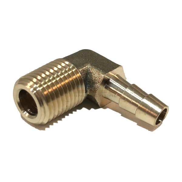 1/4" Hose ID to 1/4" Male NPT 90 Degree Brass Elbow Fitting (Qty 01) for Fuel/AIR/Water/Oil/Gas/WOG