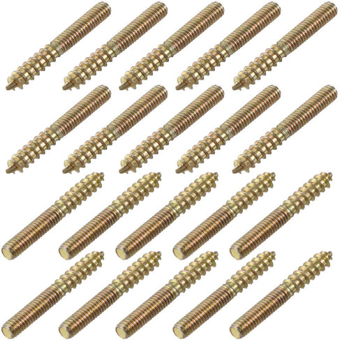 uxcell M4 Double Headed Hanger Bolts, 1-1/8" (30mm) Self-Tapping Screws for 4mm Wood Joint Furniture Legs, 20pcs