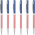 Unibene Slim Metal Retractable Ballpoint Pens, Bulk of 6 Count, Patriotic American Flag, Medium Point (1 mm Black Ink)