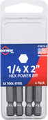 Mayhew Tools 19410-4 SAE Hex Power Bit, 1/4 x 2", 4-Pack