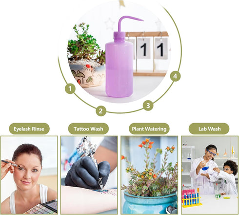 Melphoe Tattoo Wash Bottle - Economy Plastic Squeeze Watering Bottle for Medical Lab, Tattoo Supplies, Irrigation