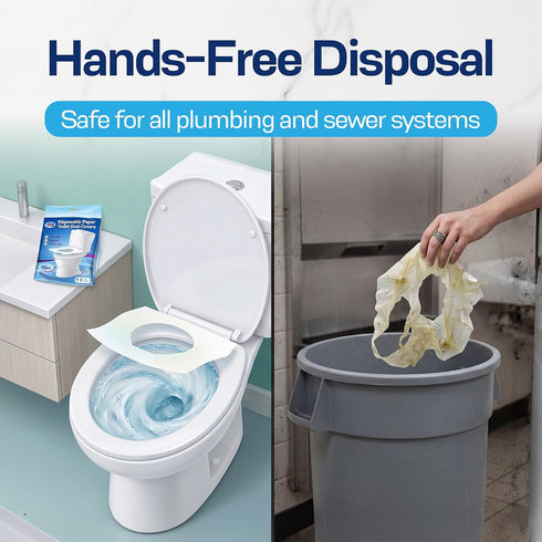 Pack 100 Count (10 10-Packs) Rockland Guard Disposable Toilet Seat Covers - Flushable Paper Travel - Resealable