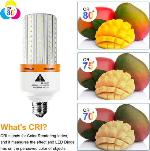 LED Light Bulb, 400W Equivalent, 6250 Lumen, 5000K Super Bright, E26/E27 Medium Base, 2 Pack