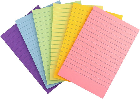 Early Buy 6 Pads Lined Sticky Notes 4x6, Self-Stick Notes in 6 Pastel Colors, 45 Sheets/Pad