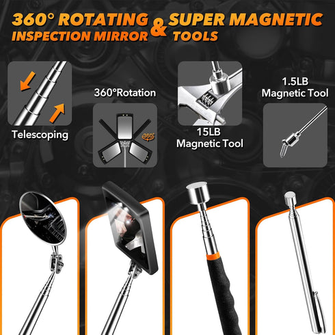 Set, Gifts for Men, Extendable Telescoping Magnetic Pickup Tools Anniversary Birthday Gift for Men Dad Husband Him