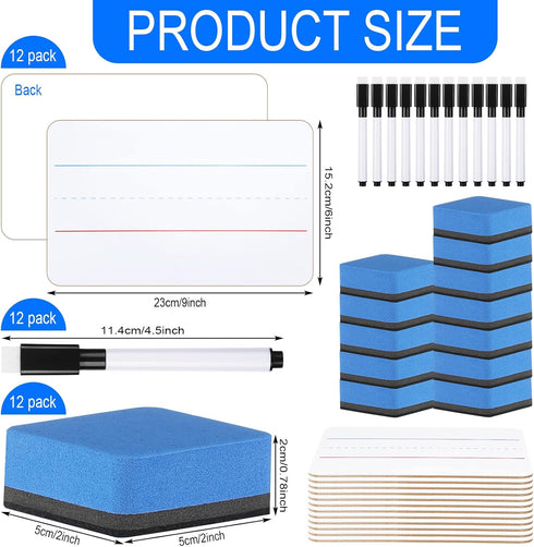 Colarr Mini White Boards, 6"x 9" Dry Erase Boards, Classroom Pack, 12 Sets