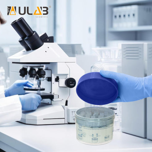 ULAB Scientific Cryo-Safe Freezing Container, Polycarbonate Jar with 18-Place Tube Holder, UCP1001