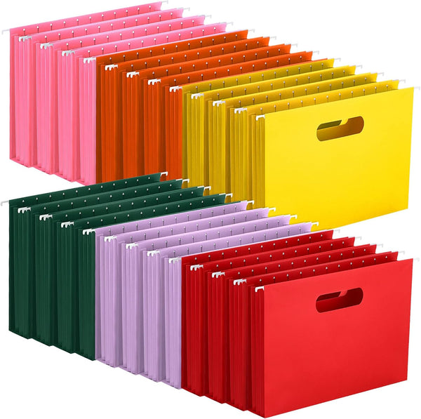 Tinlade 24 Pcs Hanging File Folders, A4 Expanding Letter Size for Bulky Files, Stylish Color
