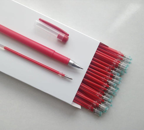 Gel Pens 0.5mm Refills, 50-Pack Red Gel Pen Refills, Easy Drying, Smooth Writing, Includes 1 Extra Pen