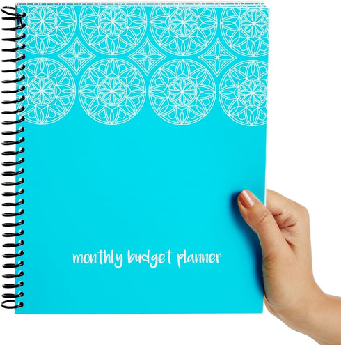 Blue Monthly Budget Planner, Bill Organizer with 24 Pockets for Receipts, Home Expense Tracker (8x10 In)