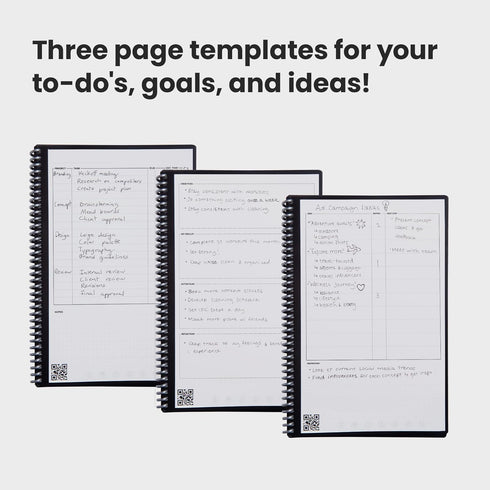 Rocketbook Fusion Reusable Undated Productivity Planner, Executive Size 6x8.8, Black for Goals and Notes