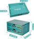 Turquoise 2-Tier Drawer Unit - European Country Style Desk Organizer Box - 9.7x7x5.1" Teal Wooden Stackable Drawers - Countertop Organizer Drawers w/Label Holder - Double File Drawer Unit by Woodaholic