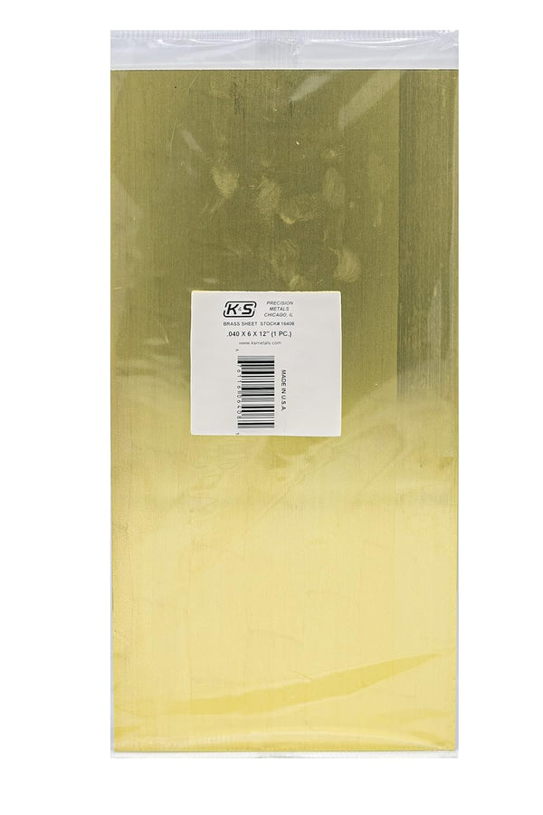 K&S 16408 Brass Sheet, 0.040" Thick x 6" Wide x 12" Long, 1 Piece, USA Made