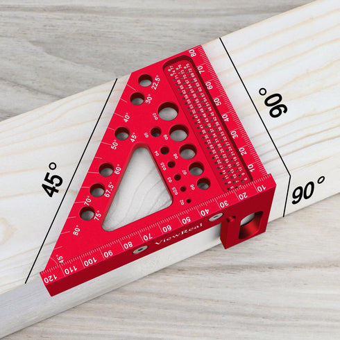 Versatile Carpenter Square Scribing Ruler, 3D Multi-Angle Measuring Tool with Angle Pin for Woodworking