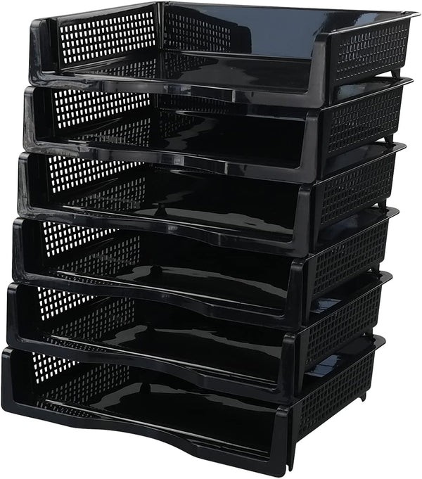 Wekioger Stackable Plastic Paper Organizer Tray, 6 Packs File Document Basket for Desk Organization