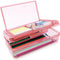 Double Layer Large Capacity Pencil Box, Plastic Translucent Pencil Box, Hard Pencil Cases with Snap-Tight Lid, 1 Pack