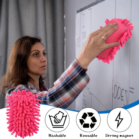 Sherr 18 Pcs Microfiber Shag Magnetic Dry Erase Erasers - Washable Colorful Whiteboard Erasers for Home Office
