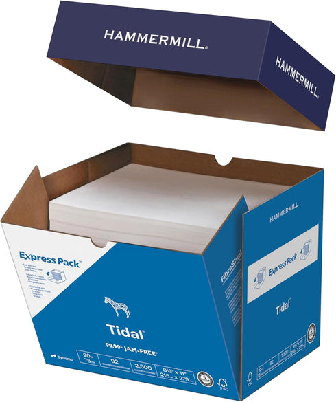 Hammermill Printer Paper, Tidal 20 lb Copy Paper, 8.5 x 11 - Express Pack (2,500 Sheets), 92 Bright, Made in USA