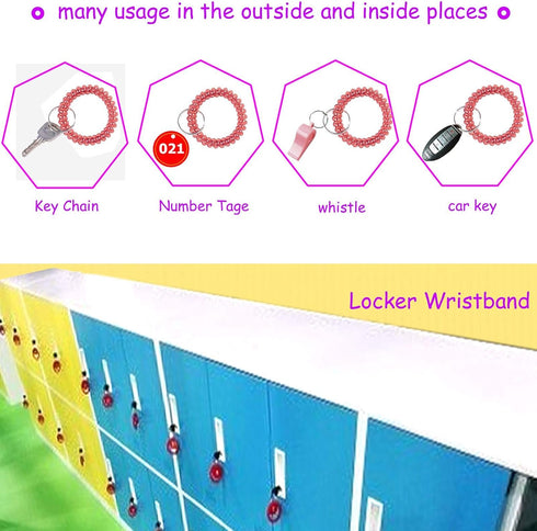 BIHRTC 5pcs Colorful Wristband Stretch Spring Spiral Coil Keychain Bracelets for Gym Pool ID Badge Outdoor Activities