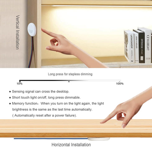 Yogcow 12V Dimmer 3.7-24V 72W Dimming Concealed LED Touch Switch, DC Touch Sensor Stepless Switches for Smart Home LED