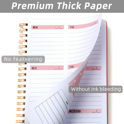 Undated Weekly Planner, A5 To Do List Notebook, Weekly Goals Habit Tracker Journal with Spiral Binding, 5.7 x 8.0 inches