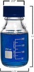 Karter Scientific 250ml Glass Round Media Storage Bottles, Borosilicate Glass with GL45 Screw Cap, Case of 6