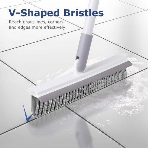 IVYROLL Grout Brush with Long Handle, Floor Cleaning Scrubber with Stiff Bristles for Tile Line, Shower, Crevice